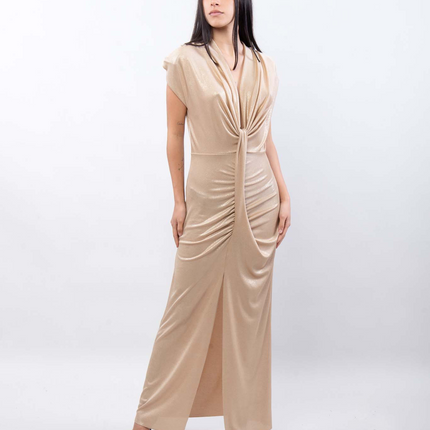Lurex Mixed Shiny Lange Jurk met Split ssae17758